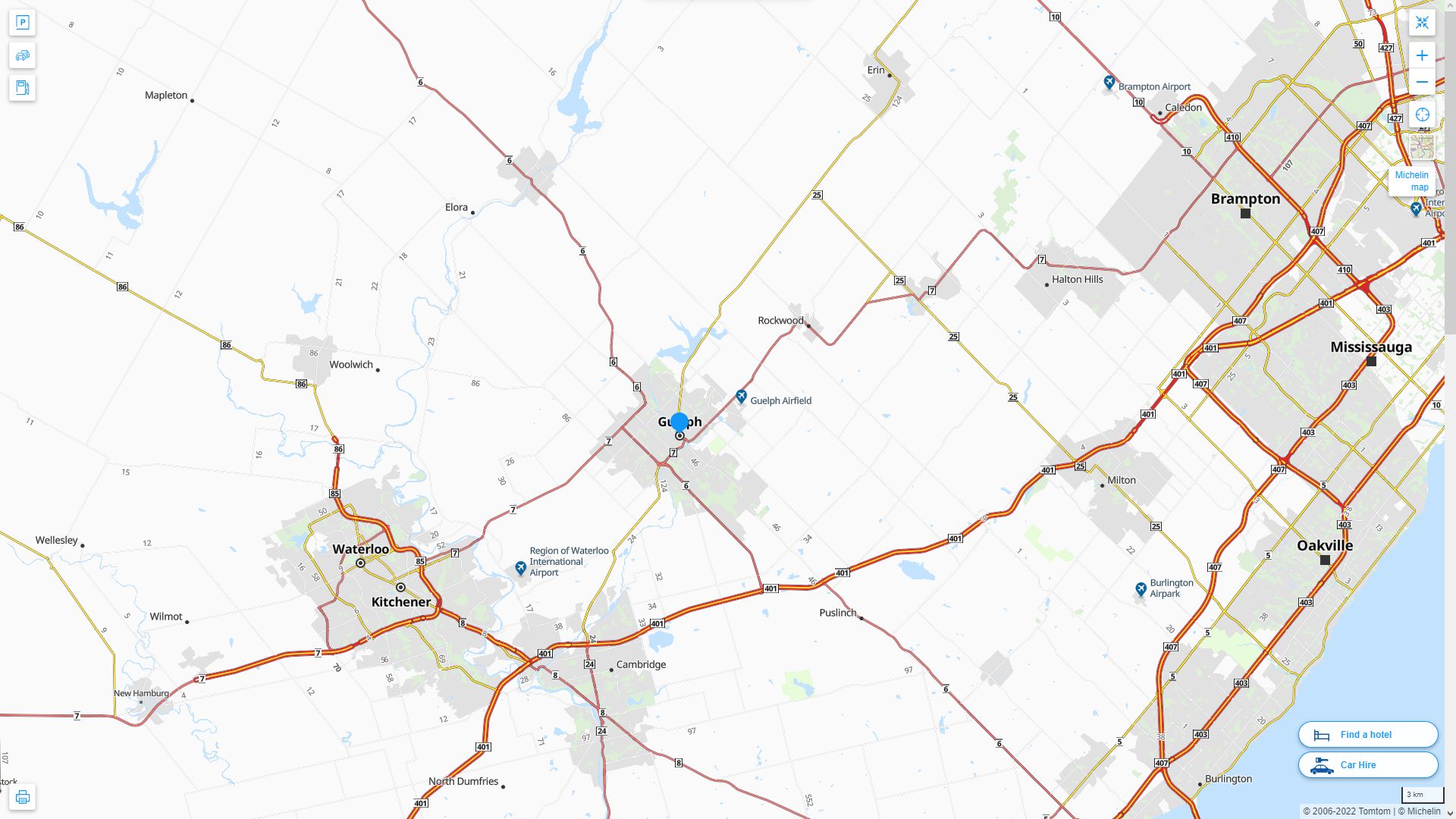 Guelph Canada Autoroute et carte routiere